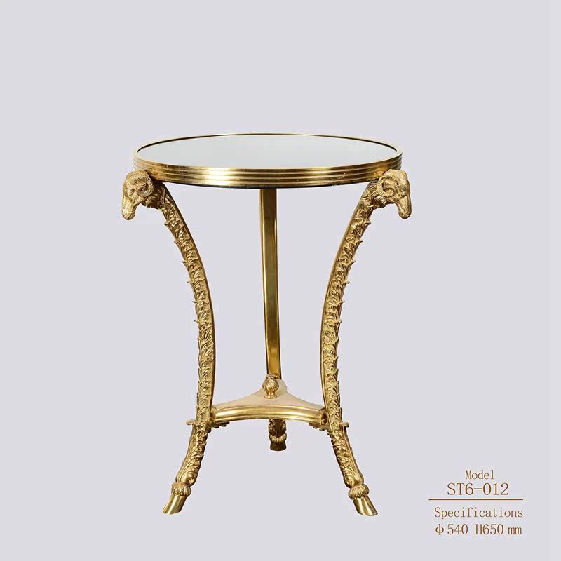 意大利巴洛克精品全铜桌子羊头复古休闲喝茶茶几桌子