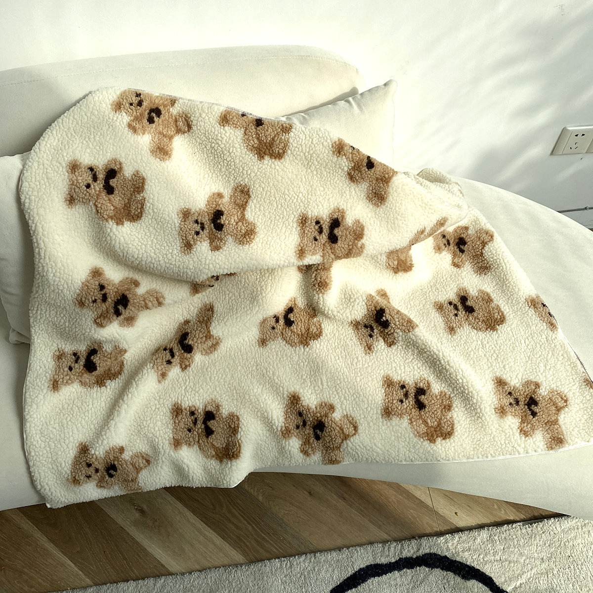 ins可爱小熊双面羊羔绒毛毛毯秋冬加厚儿童休闲毯