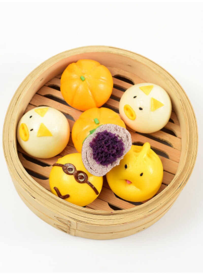 卡通薯包包紫果蔬宝宝豆沙馒头包豆沙猪猪奶黄包点