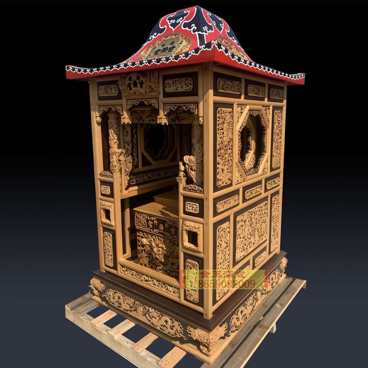 神明轿子木制木雕木雕工工艺品神轿文轿佛实木雕刻木雕