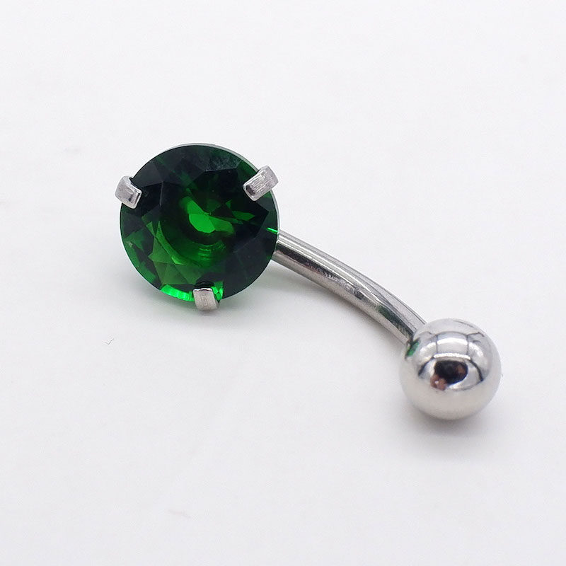 钛钢圆形锆石肚脐钉女简约单钻肚脐环欧美个性肚皮舞肚脐扣饰品