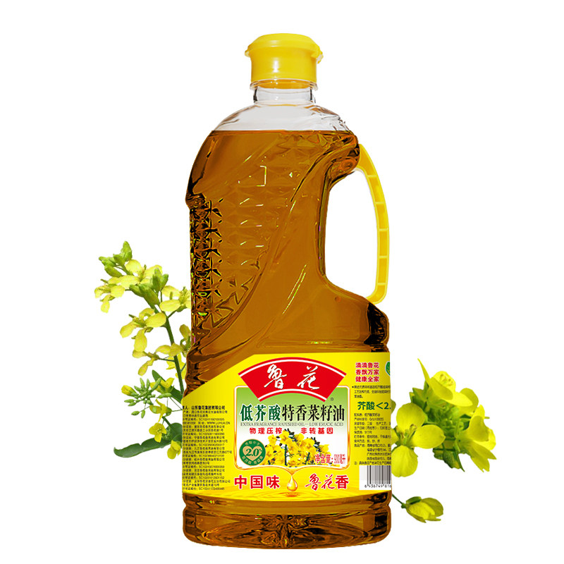 鲁花花菜低芥酸特香菜菜籽油900ml物理压榨纯正菜籽油