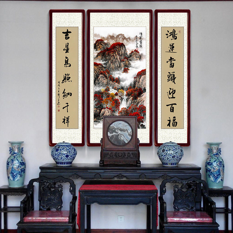 鸿运当头线绣十字绣2020新款中堂客厅挂画农村堂屋十字绣套件