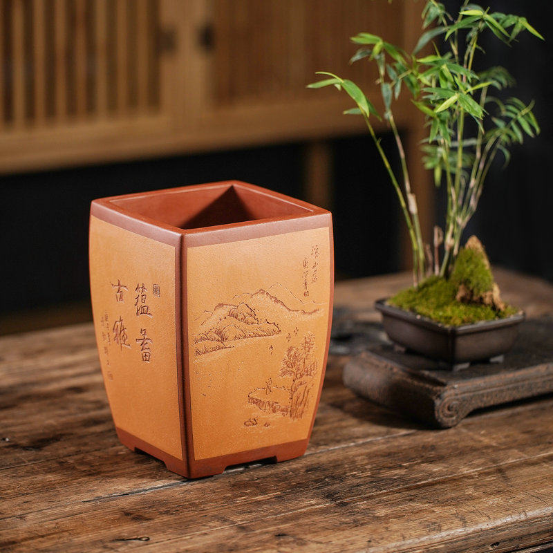 李超经典畅销四方花盆文房绿植摆件春兰室内花盆