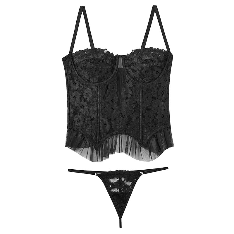黑色性感网红蕾丝吊带情调睡衣火辣纯欲风黑睡衣