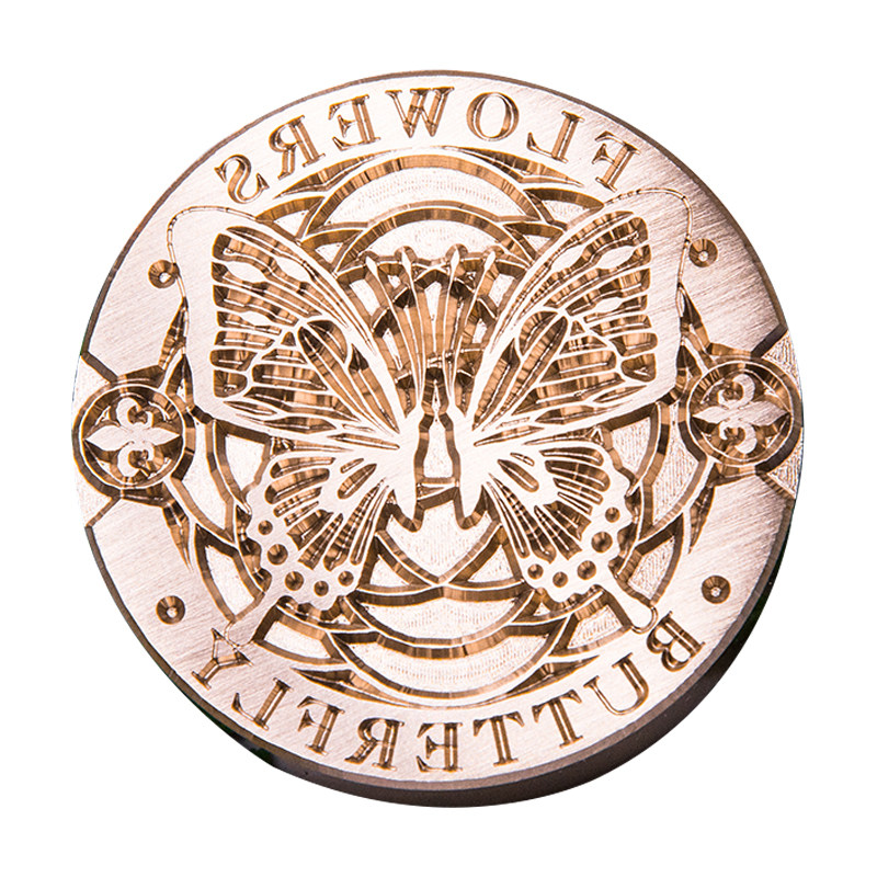 蝴蝶蝶梦黄铜火漆印章囍印高端婚礼手账复古压纹印鉴喜帖封印定制