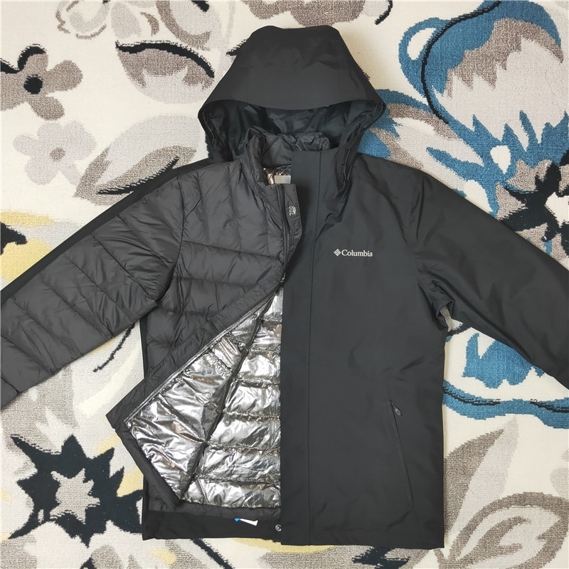 哥伦比亚21秋冬新品热能保暖700蓬羽绒内胆三合一冲锋衣男XE1504