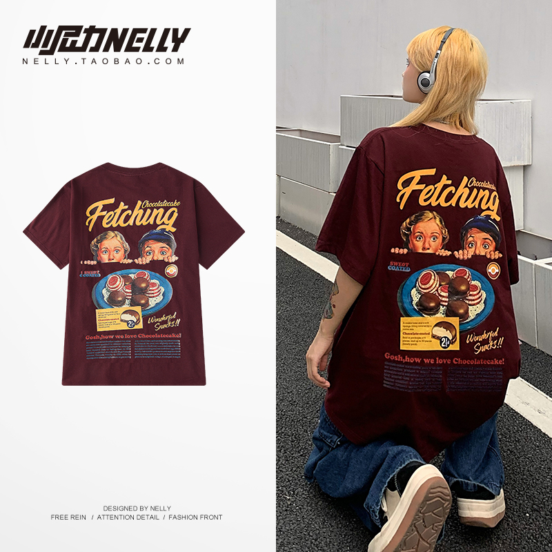 夏季日系宽松体恤男印花圆领潮牌ins短袖T恤男生韩版潮流半袖男潮