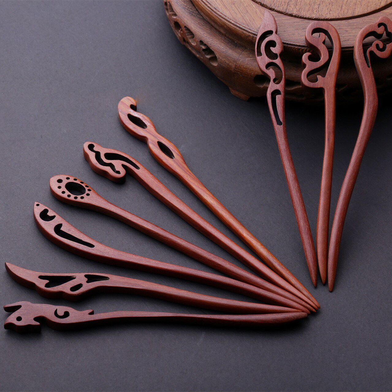 发簪包邮古典红木檀木发钗步中国古风复古精品发饰