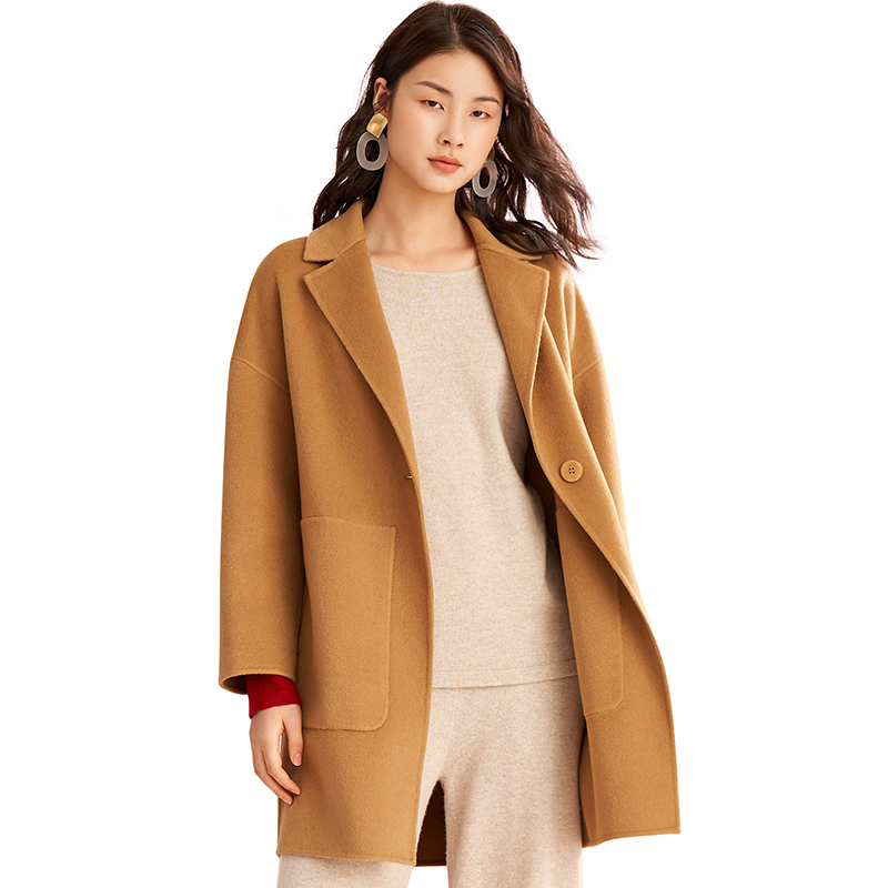 商场同款gloria歌莉娅冬季山羊绒大衣外套19cj6e020毛呢外套