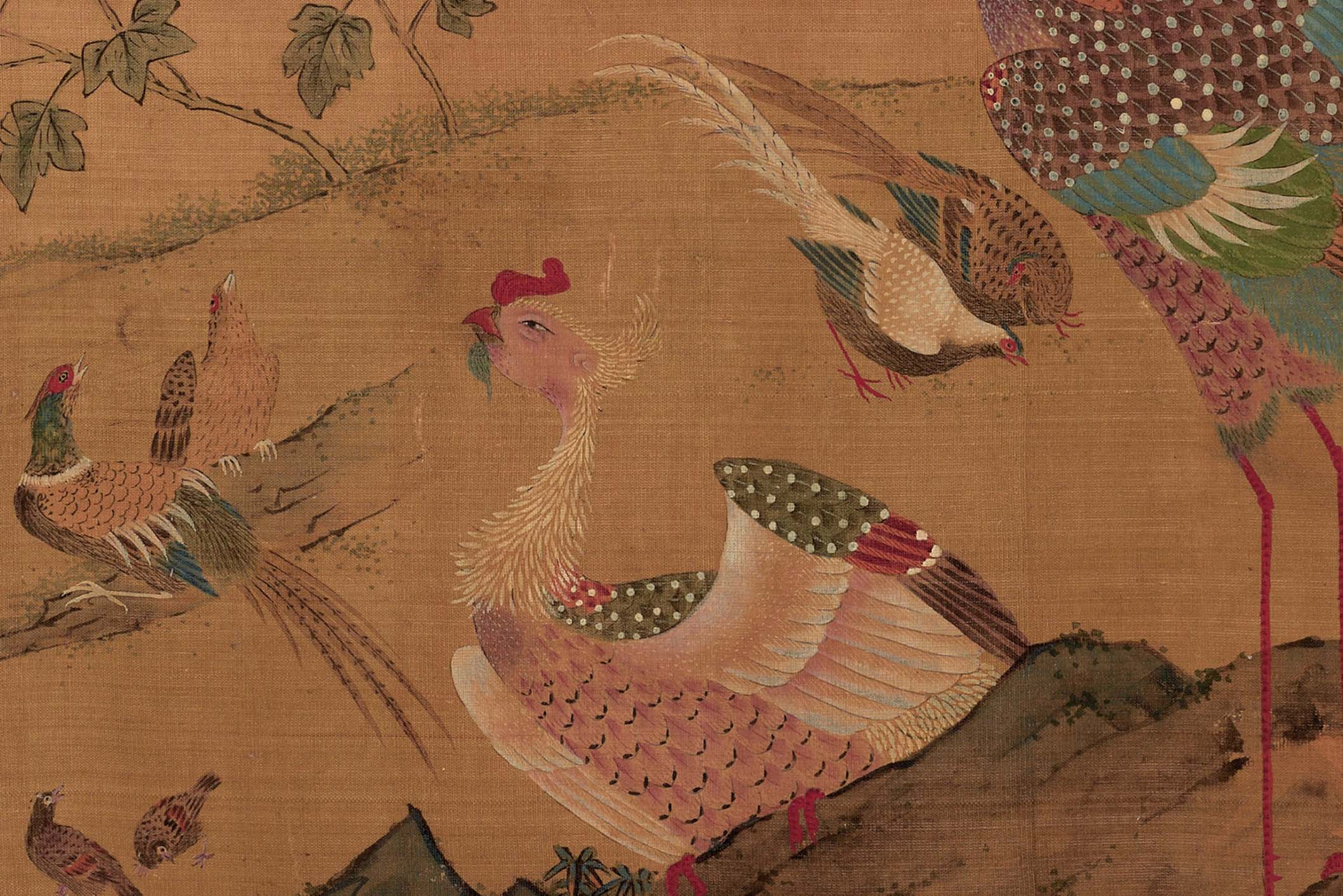 北宋徐熙百鸟朝凤图卷绢本宋画小鸟高清数字微喷国画