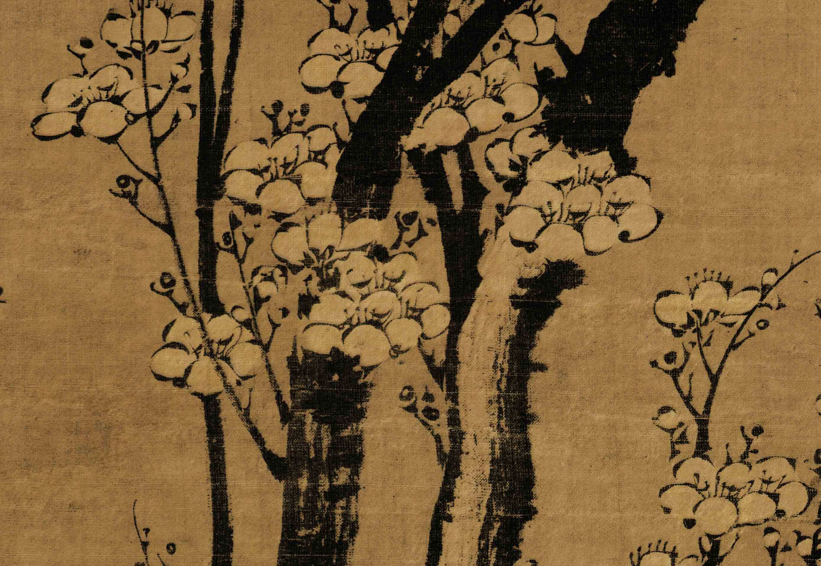 1元王冕南枝春早图绢本水墨画立轴挂画装饰画高清国画