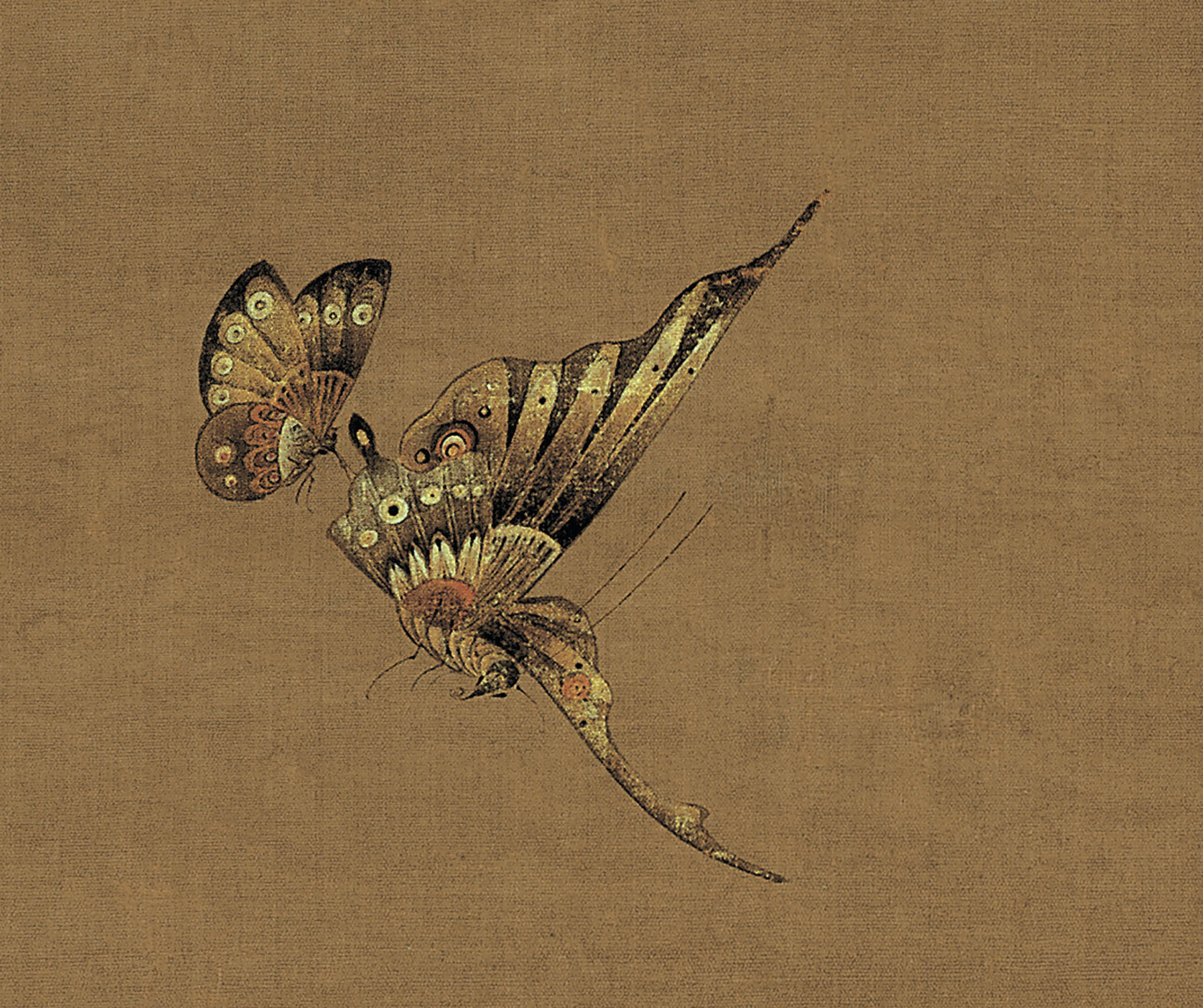 高清微临摹复制清微名画陈洪古代中国设色图绢本国画