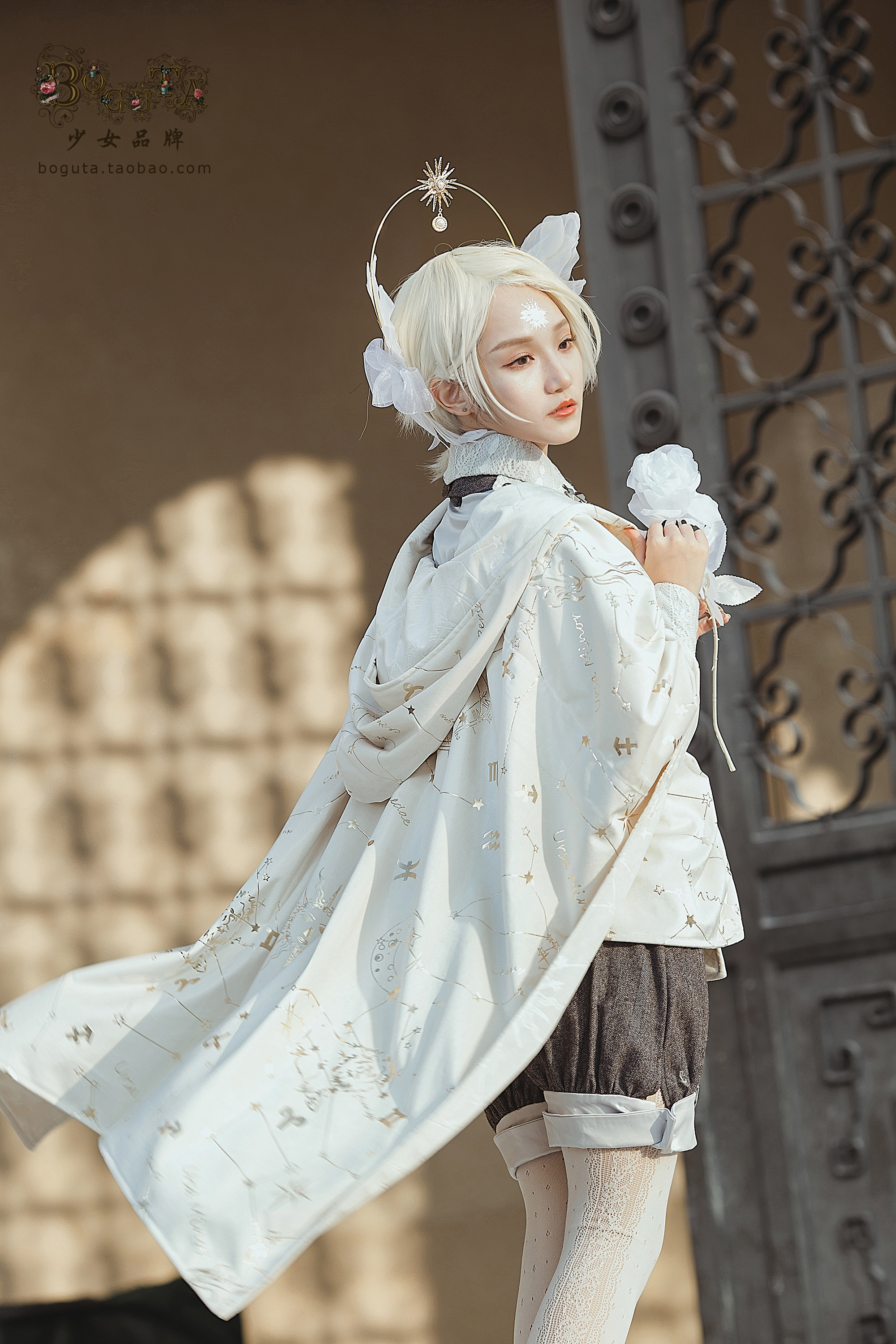 boguta占星系列金银暗纹双面丝绒巫师斗篷五色围巾