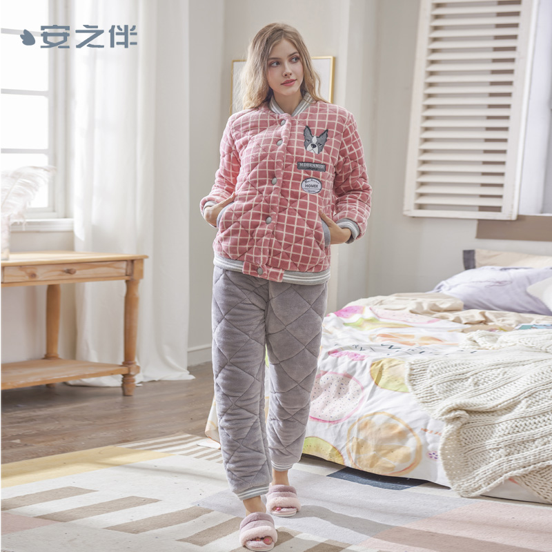 特价清仓安之伴加厚睡衣女士冬季甜美可爱珊瑚睡衣