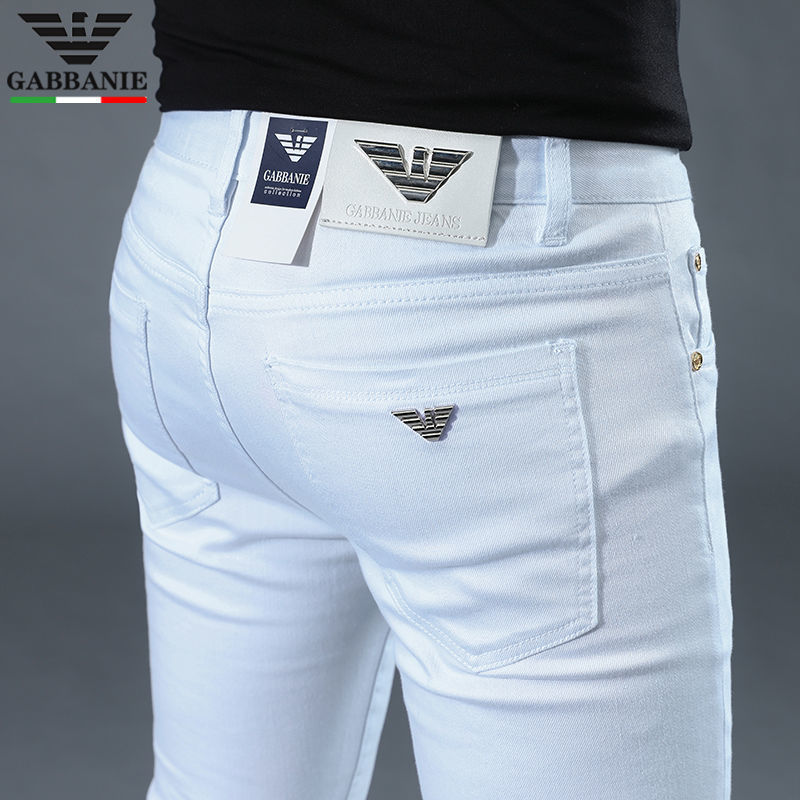 意大利进口奇 阿玛尼 亚男士牛仔裤秋冬欧货白色奢侈品高端休闲潮