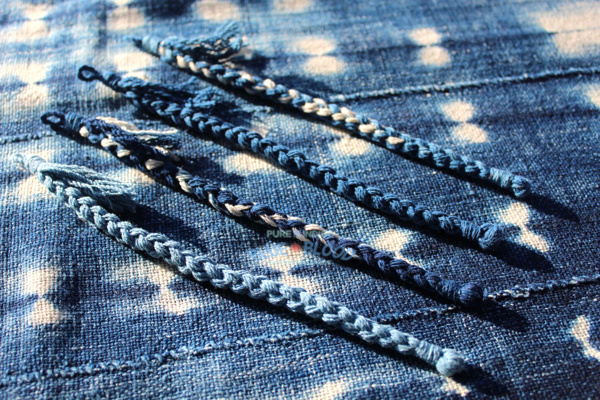 blueblood手工编制古法植物渐变变蓝染手复古手链