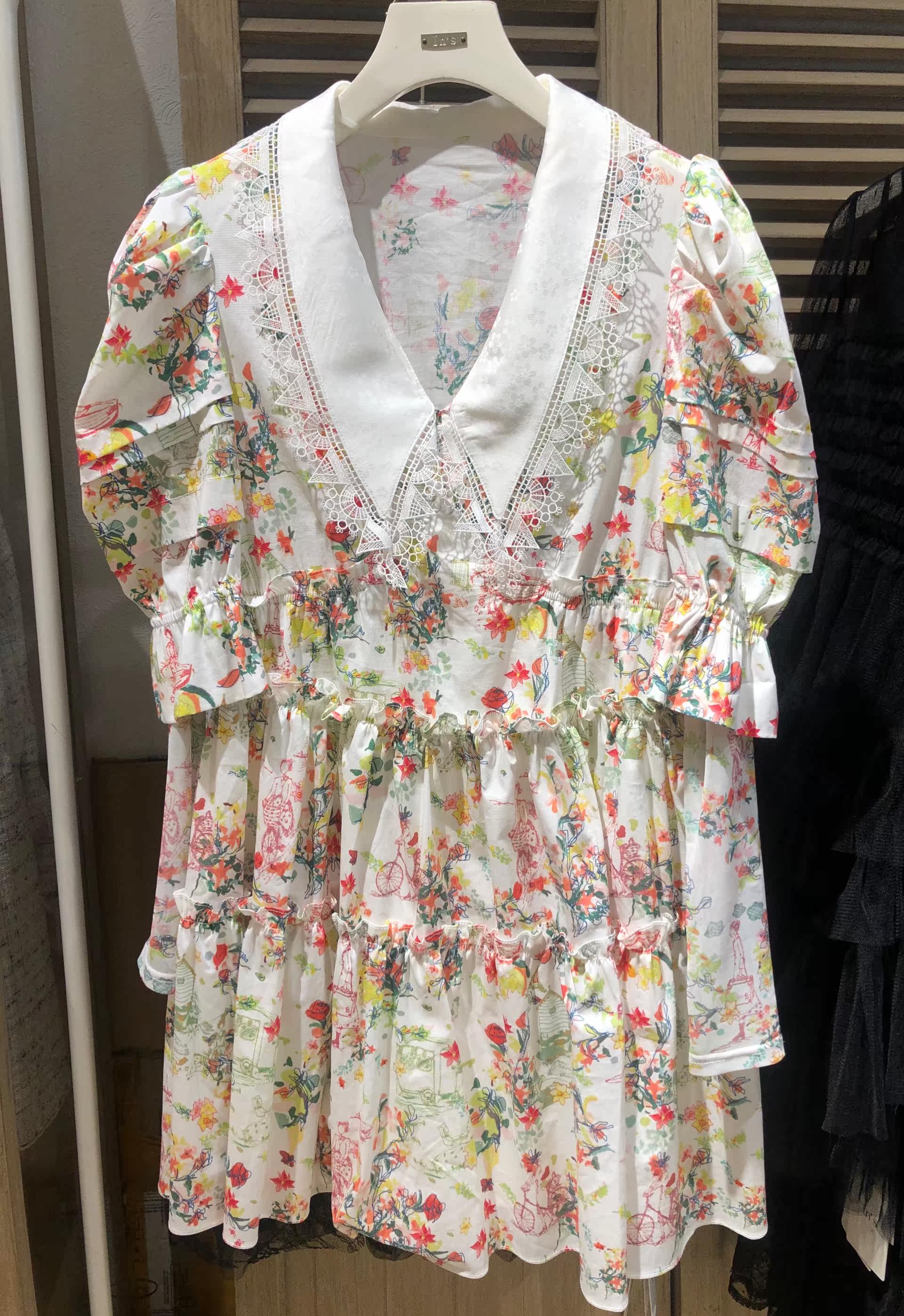 映氏ins女装专柜国内代购2021421160158碎花蕾丝连衣裙