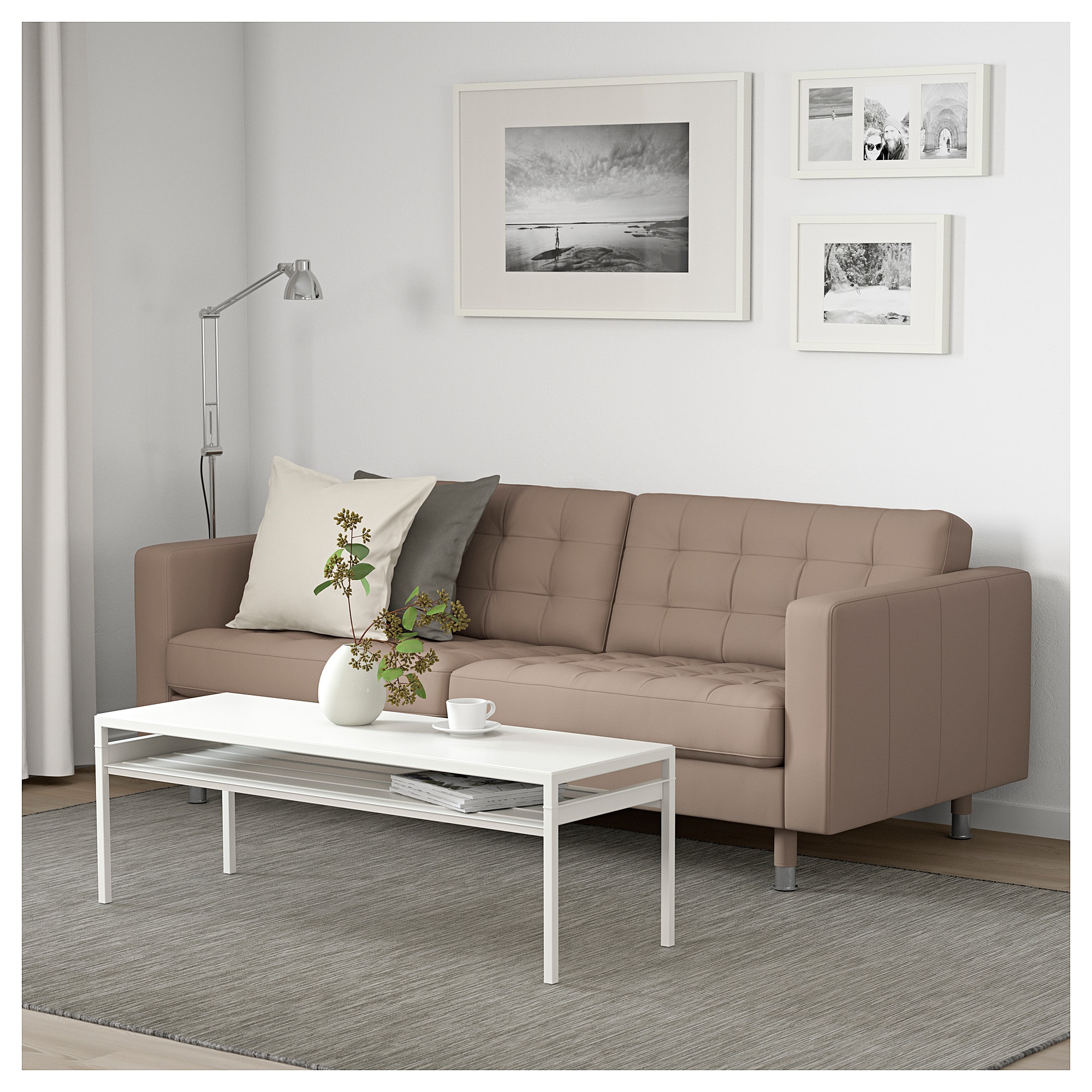 ikea宜家兰德德克三人沙发简约现代客厅真皮皮艺沙发