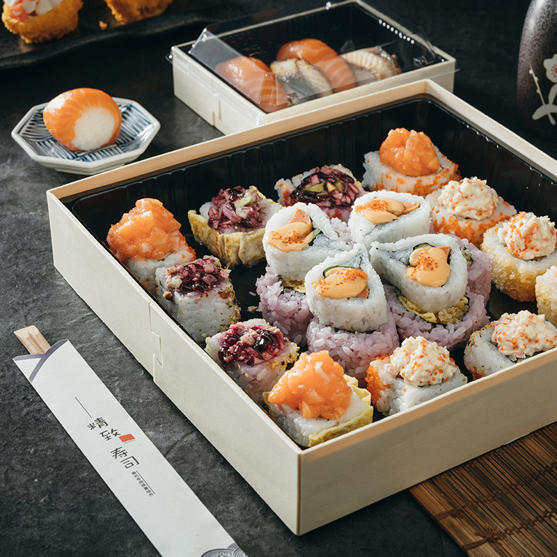 寿司高档包装盒三文三文鱼鱼刺身外外卖打包盒日一次性餐盒