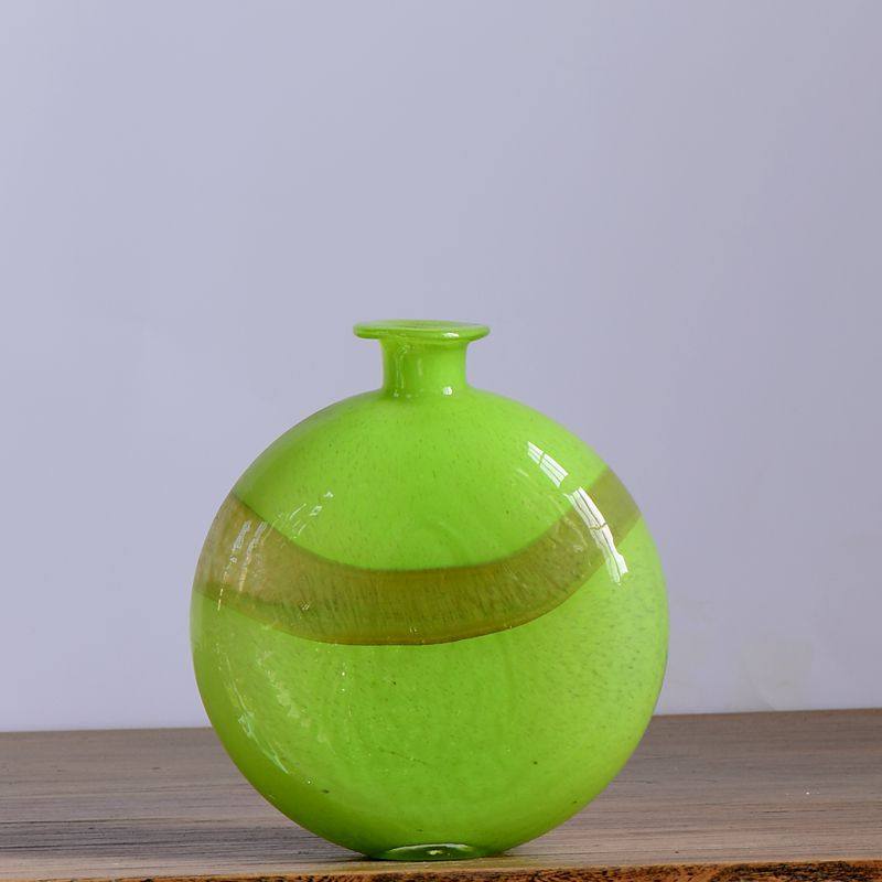 绿与玉 璃岛2101s09手工器皿 玻璃 人工吹制 外贸出口 玻璃花瓶