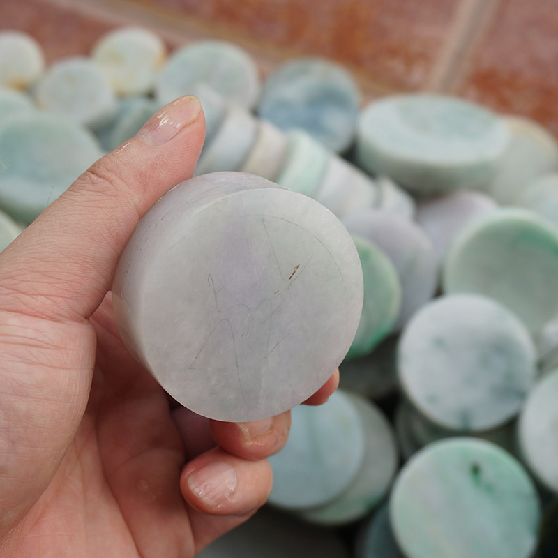 牌子天然翡翠手镯心镯芯糯冰飘花飘绿牌明料片平安扣珠宝奇石