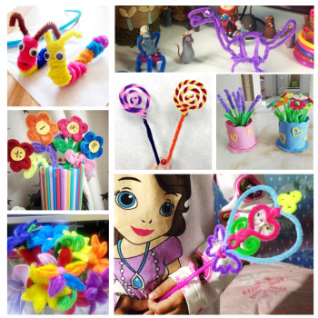 Twisting stick bouquet spring handmade diy Children's colorful plush hair root encryption material package macaron color