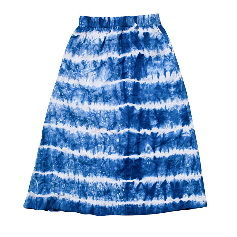 掌染半裙松紧亚麻扎染女裙原创草草夏原创2021半身裙