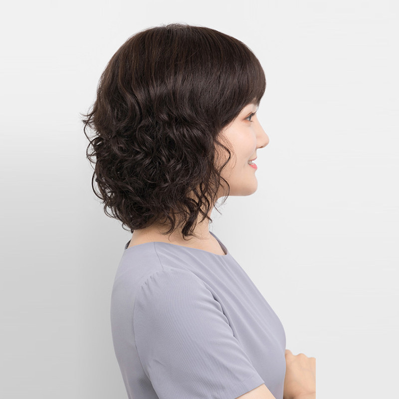 假发羊毛卷整顶发套包邮女短发中老年妈妈短卷发真人日常整顶假发