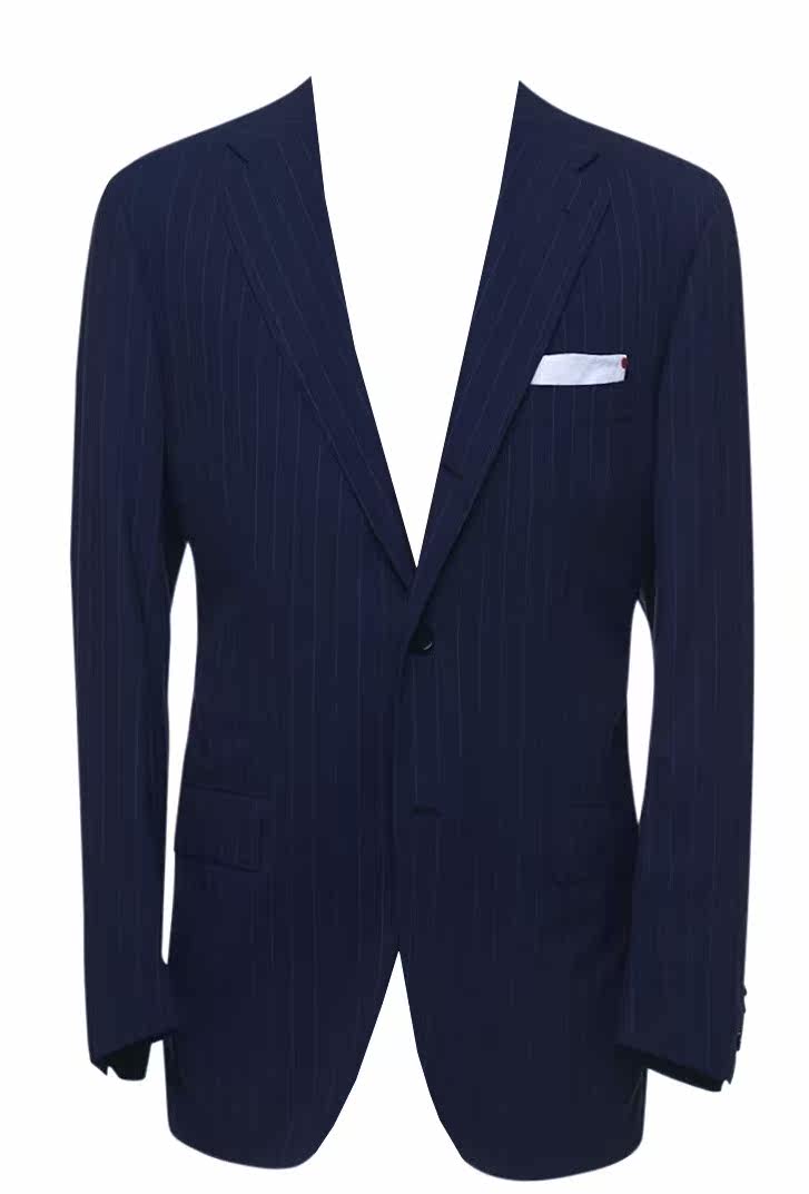 kiton四季150支羊毛提花条纹手工西服套装西服套装