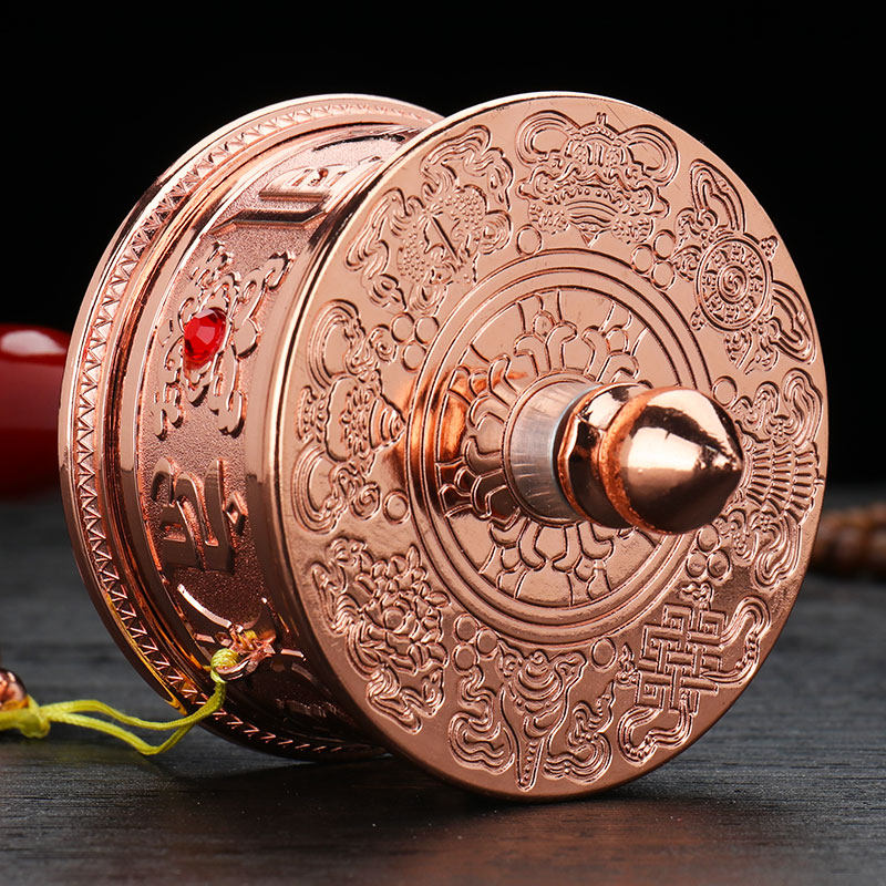 藏式手摇轮转转经筒大自在家用摆件佛教工艺品中号佛教工艺品