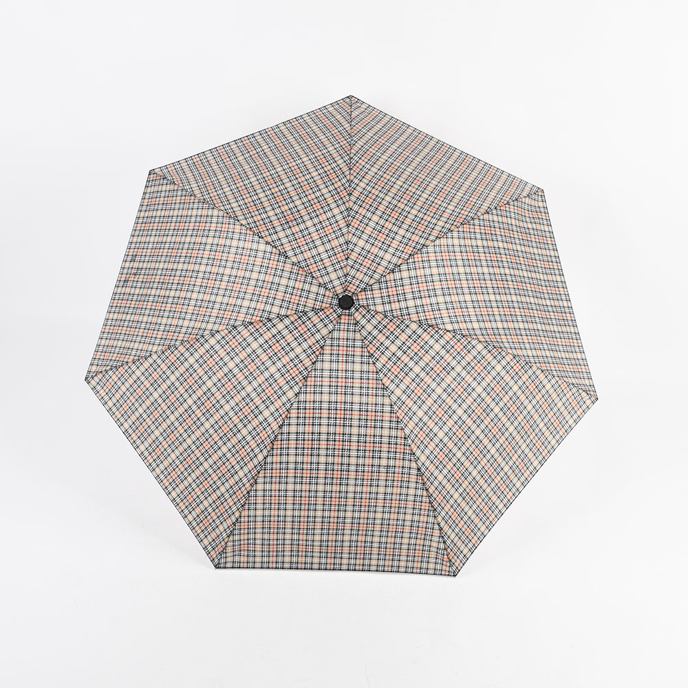 天堂三折七骨单人男士钢骨条纹格子伞