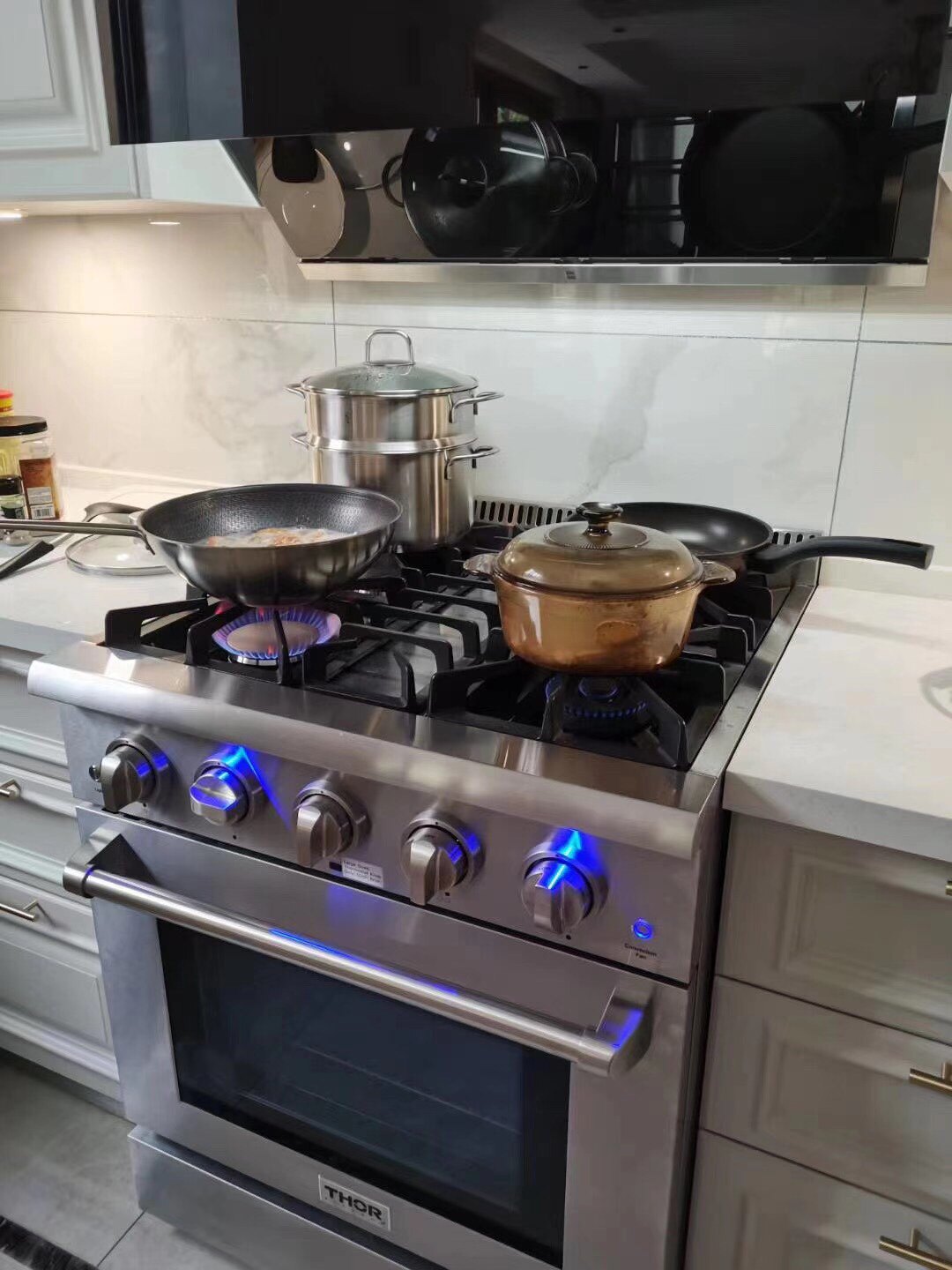 厨房不锈钢嵌入式 美国家用开放式 燃气灶4眼集成灶一体烤箱 烤炉