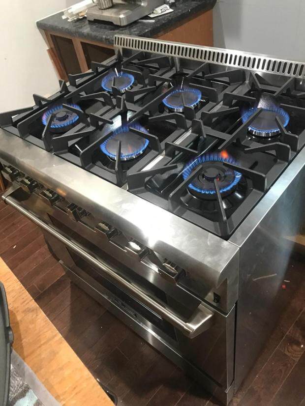 美国家用开放式厨房不锈钢嵌入式燃气灶6头集成灶一体烤箱/烤炉