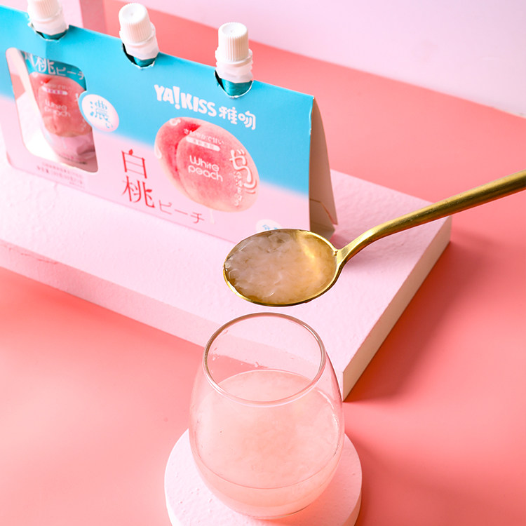 果冻白桃吸吸夏日水蜜桃布丁粉色颜值零食女生果冻