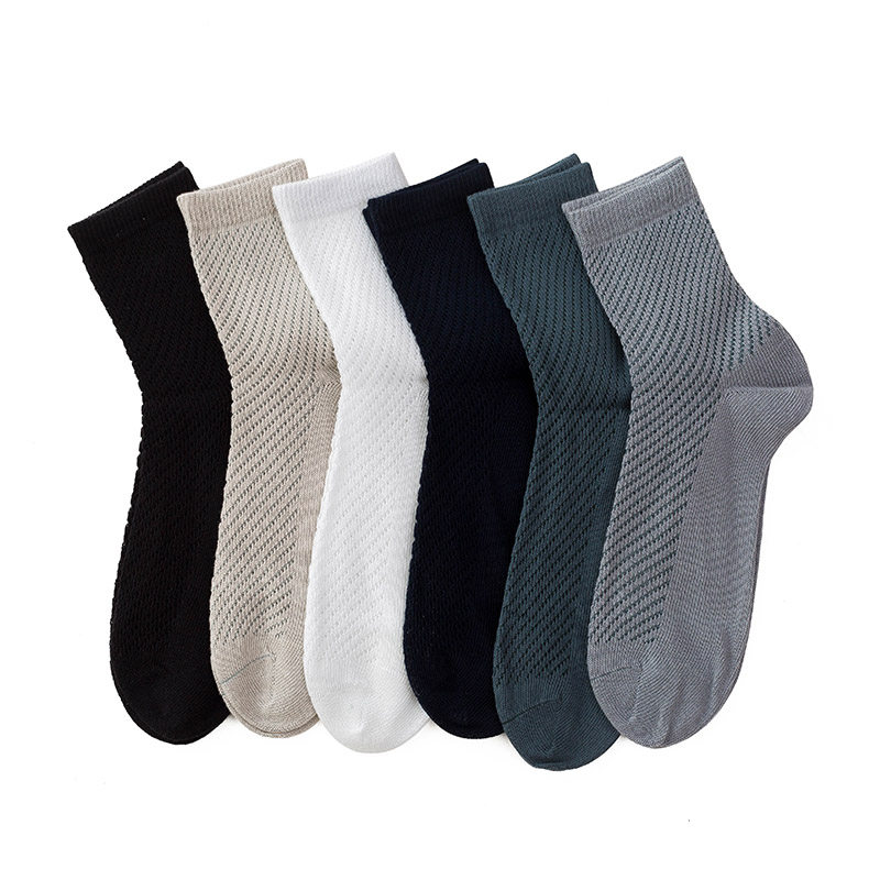欧蒂爱男士棉线袜子纯棉夏季薄款网眼透气夏天中筒袜薄棉吸汗防臭