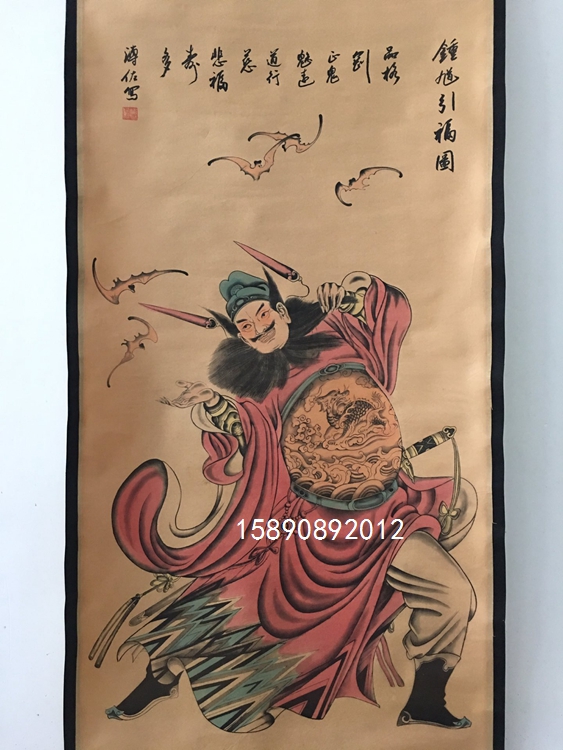 仿古古画名人字画国画人物客厅装饰画卷轴中堂国画