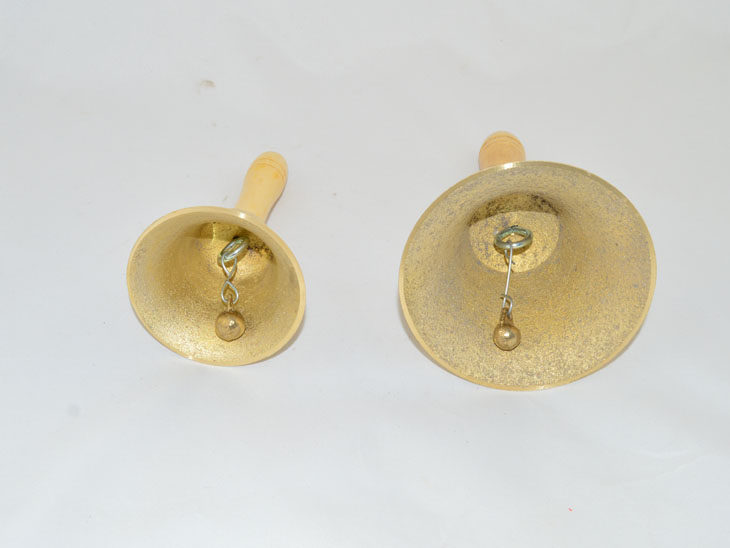 课铃11cm大课铃手摇铃铛8cm小课铃木柄铜铃铛铜钟铃类乐器