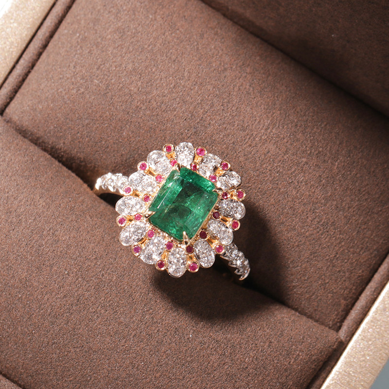 万伦珠宝1克拉天然祖母祖母绿绿宝石戒指轻奢时尚手饰