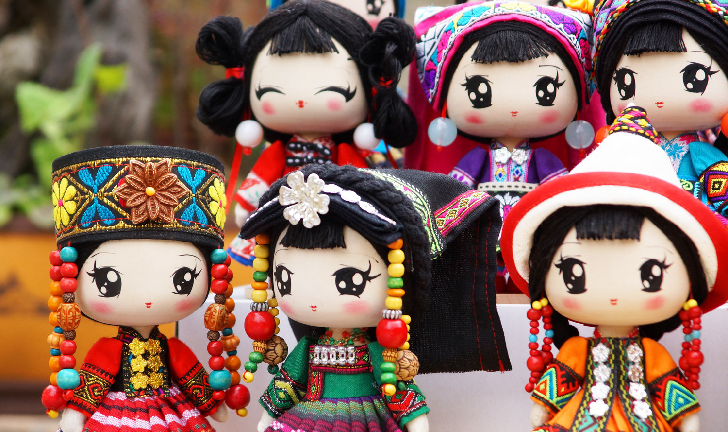 中国手工礼物民族工艺品摆件民族娃娃人偶56民族卡通q版盲盒手办