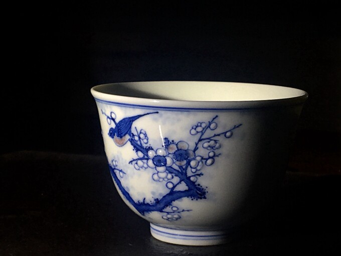 青花景德镇小雅青花瓷瓷器喜上眉梢釉里阮定手绘茶杯茶杯