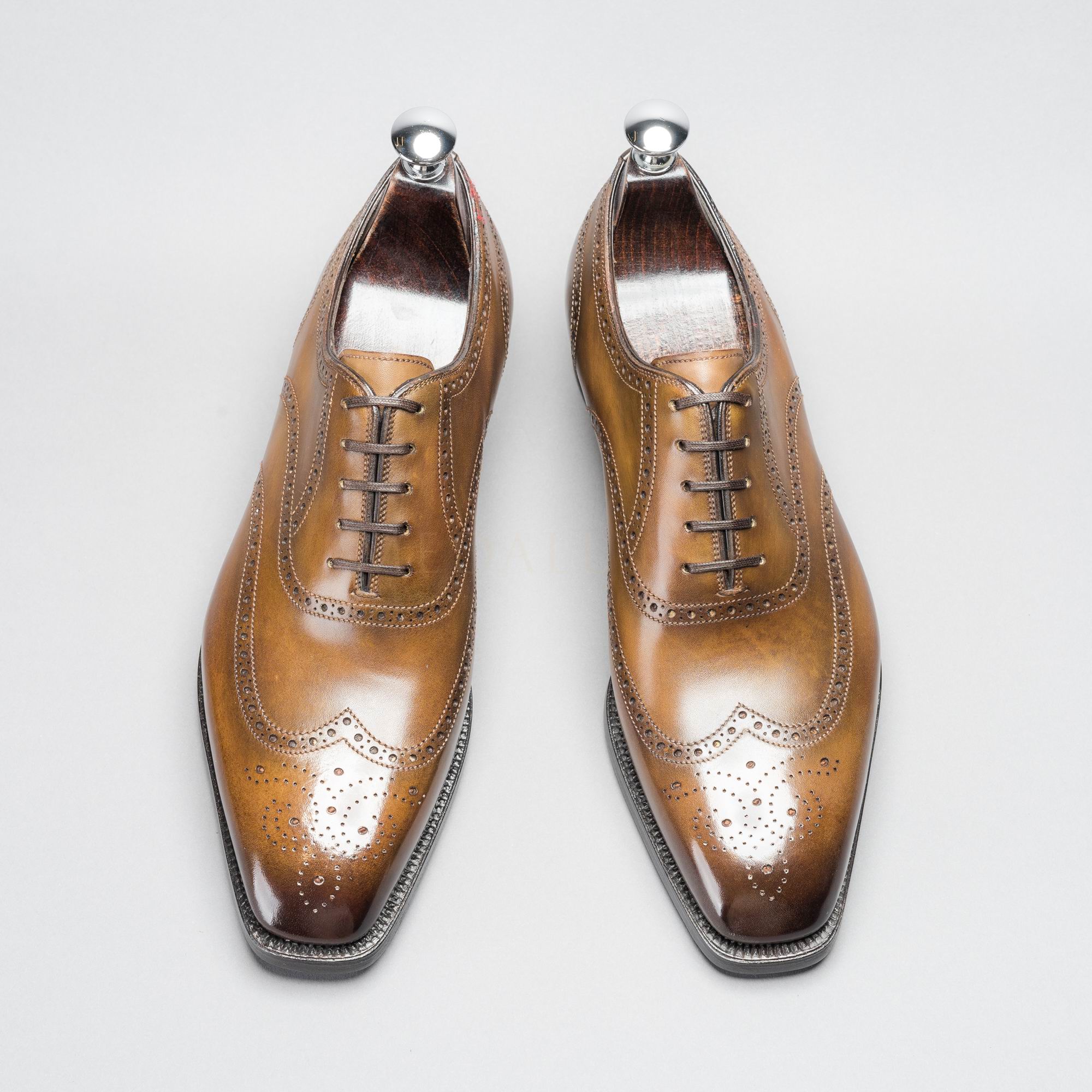 美勋代理意大利antoniomeccariello手工皮鞋男士棕擦色牛津正装皮鞋