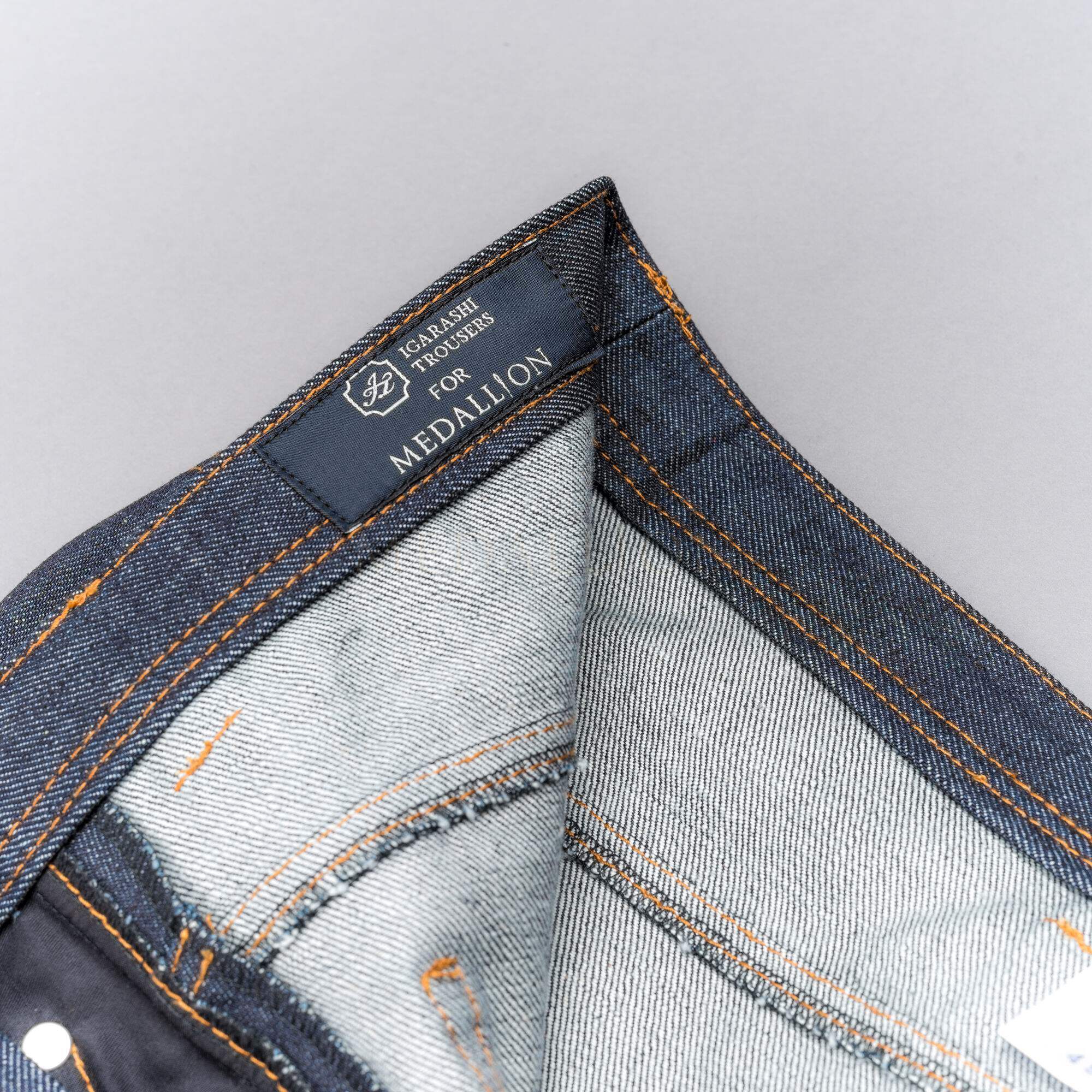 靛蓝色现货 商务休闲裤 日本五十岚igarashi手工棉牛仔裤 子男 修身