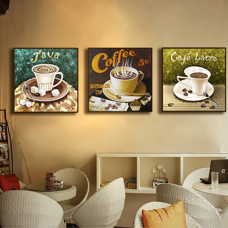 现代咖啡馆墙面挂画奶茶店墙壁装饰画简约饭厅挂画创意个性壁画