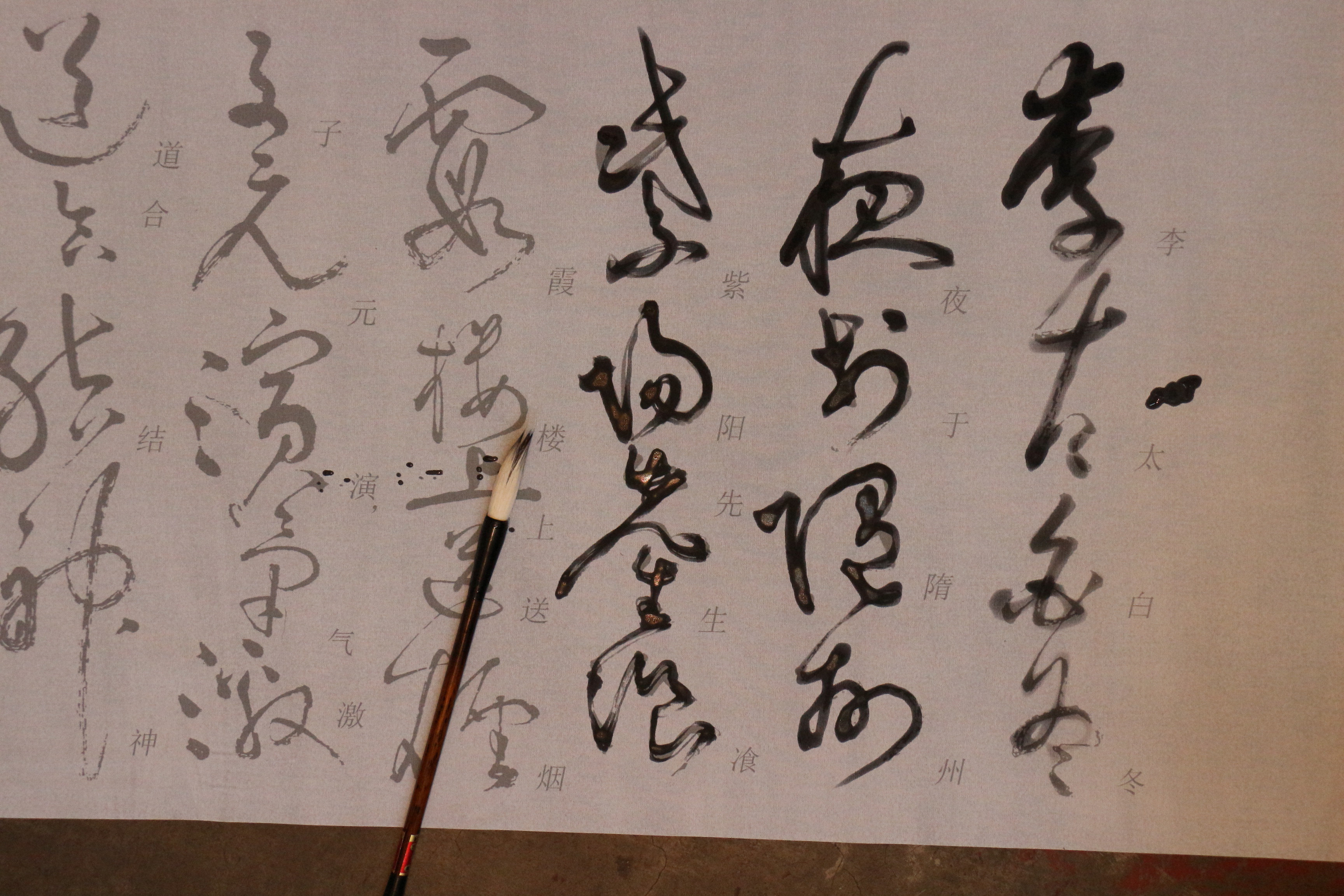 草书张旭的旭的狂草李青莲青莲水写毛笔书法练字水写布