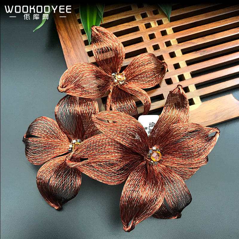 铜丝金属丝发夹花朵韩国妈妈盘发弹簧新鲜出炉其它首饰