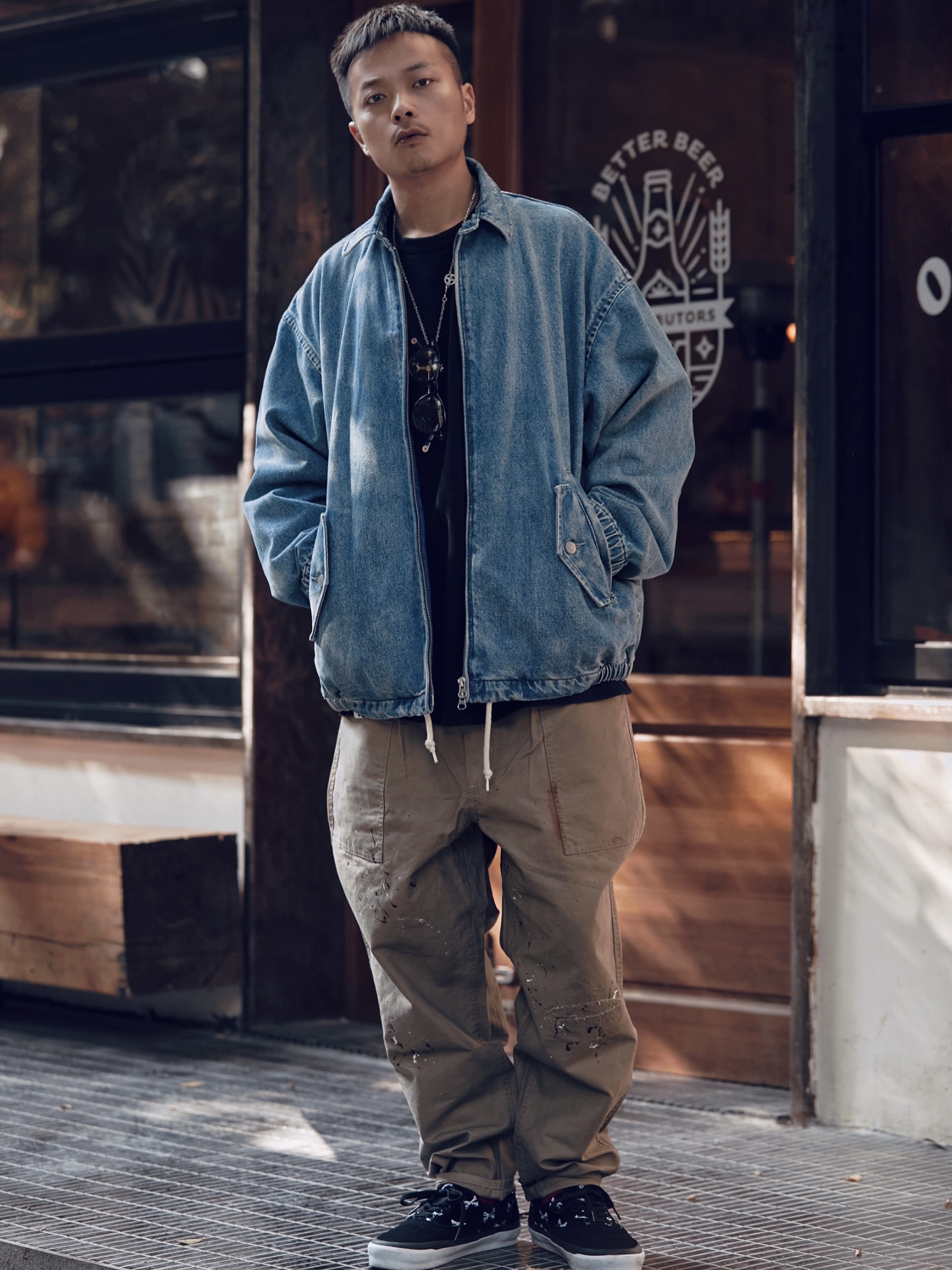 emptystudio20aw福利脏洗泼墨破坏工装休闲裤余文乐cityboy休闲裤