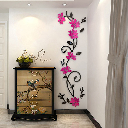 一枝独秀花藤3d水晶亚克力立体墙贴画客厅沙发卧室背景墙装饰贴纸