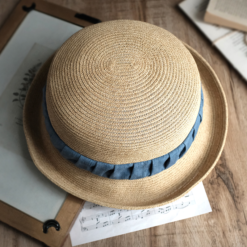 小野日系和风盆帽原创卷边渔夫帽显脸小夏季帽子