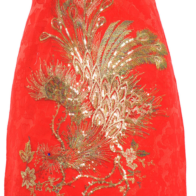 短袖改良旗袍舒适不开精品女装民族风凤纹多色旗袍